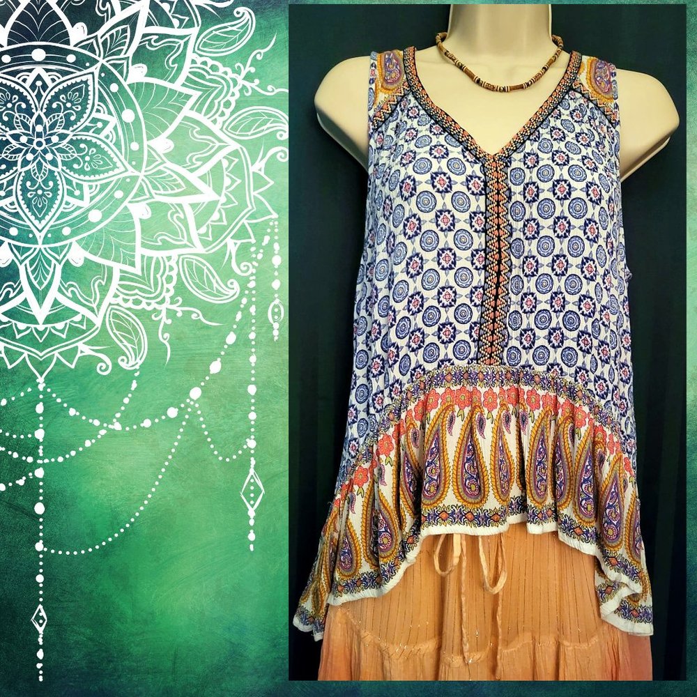 Peach and Blue BohoPeasant Ensemble